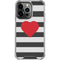 Black And White Striped Heart iPhone 14 Pro Clear Case
